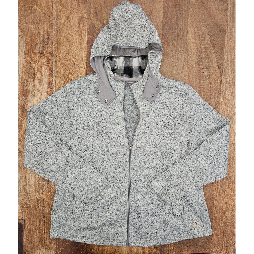 Eddie Bauer Hooded Jacket Womens 2XL Gray Long01 Sleeve Full Zip Fleece Lined